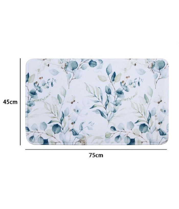 Tappeto Tappetino Per Arredo Da Bagno 45 X 75 Cm Con Fantasia Fiori Foglie 87060         