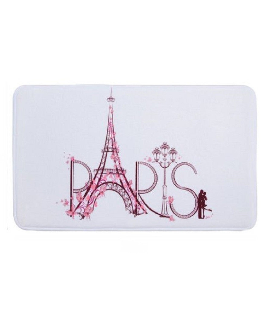 Tappeto Tappetino Per Arredo Da Bagno 45 X 75cm Con Fantasia Scritta Paris 87046         