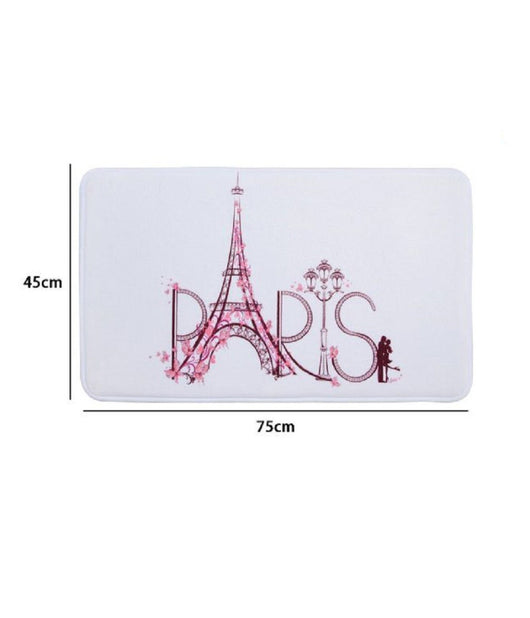 Tappeto Tappetino Per Arredo Da Bagno 45 X 75cm Con Fantasia Scritta Paris 87046         