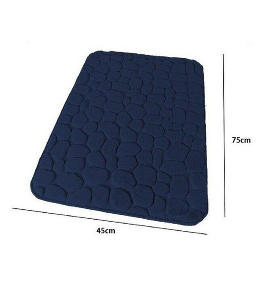 Tappeto Tappetino Per Bagno Arredo 45 X 75 Cm Effetto Sassi Blu In Tessuto 69894         