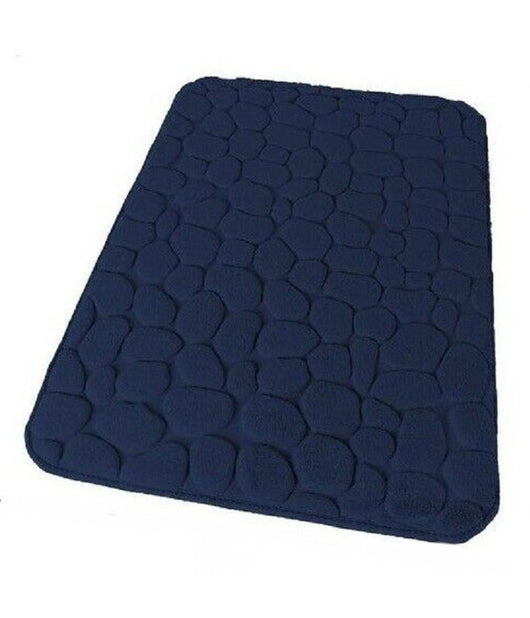 Tappeto Tappetino Per Bagno Arredo 45 X 75 Cm Effetto Sassi Blu In Tessuto 69894         