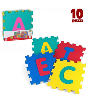Tappeto Tappetino Puzzle Lettere 10 Pezzi Morbido Dimensione Mattonelle 30x30cm         
