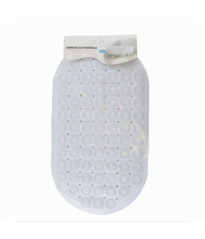 Tappeto Tappetino Pvc Antiscivolo Ovale Vasca Bagno Doccia Bianco 68x37 Cm 87228         