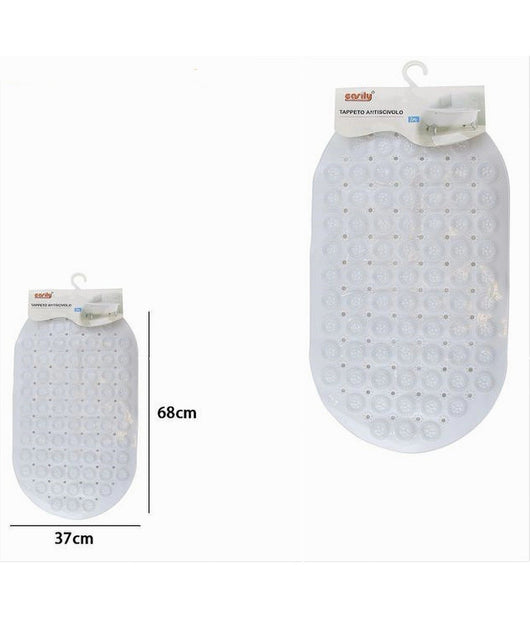 Tappeto Tappetino Pvc Antiscivolo Ovale Vasca Bagno Doccia Bianco 68x37 Cm 87228         