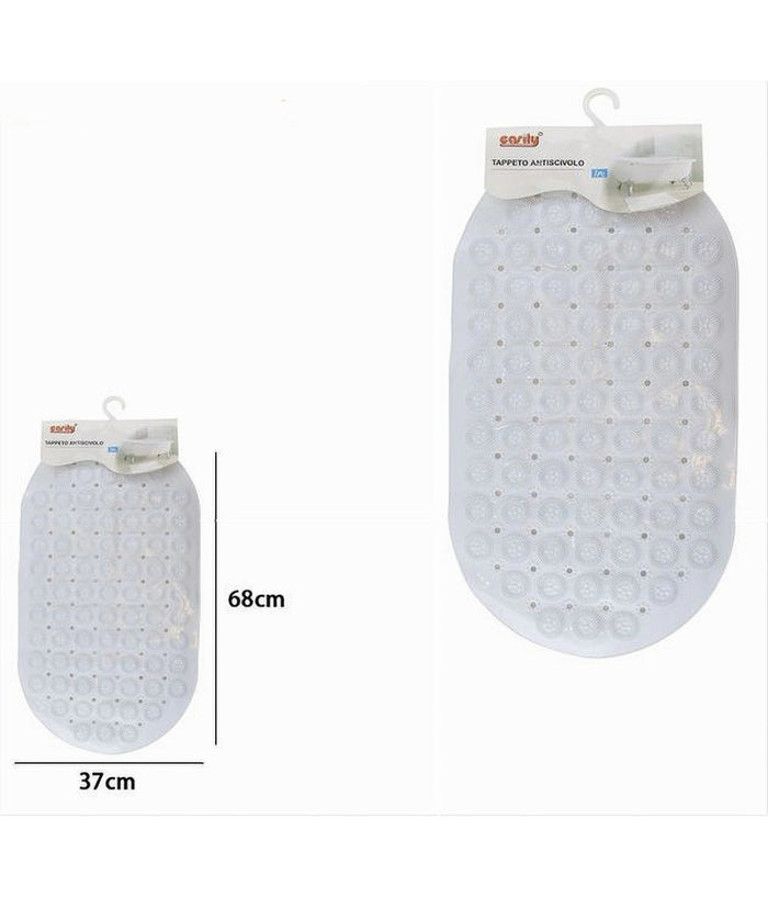 Tappeto Tappetino Pvc Antiscivolo Ovale Vasca Bagno Doccia Bianco 68x37 Cm 87228         