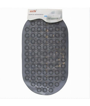 Tappeto Tappetino Pvc Antiscivolo Ovale Vasca Bagno Doccia Grigio 68x37 Cm 87230         