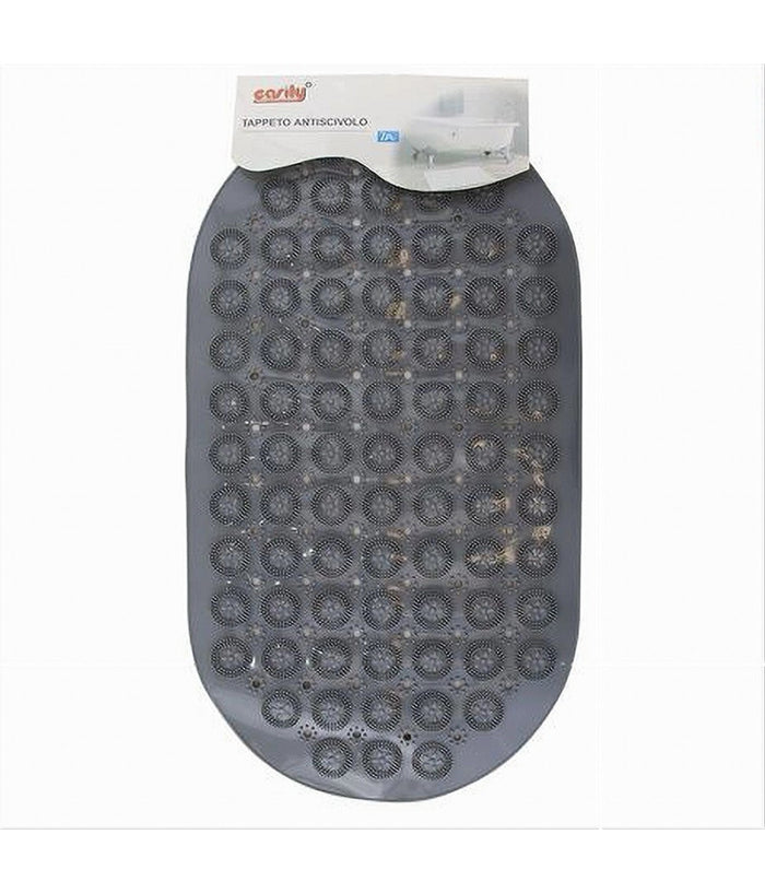 Tappeto Tappetino Pvc Antiscivolo Ovale Vasca Bagno Doccia Grigio 68x37 Cm 87230         