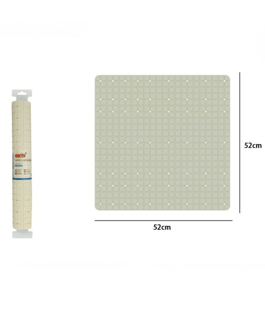 Tappeto Tappetino Pvc Antiscivolo Per Vasca Bagno Doccia Quadrato 52x52cm 79765         