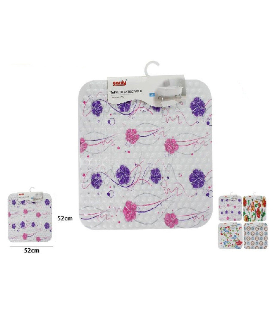 Tappeto Tappetino Pvc Antiscivolo Vasca Bagno Doccia 52x52cm 59638 Varie Fantasie         