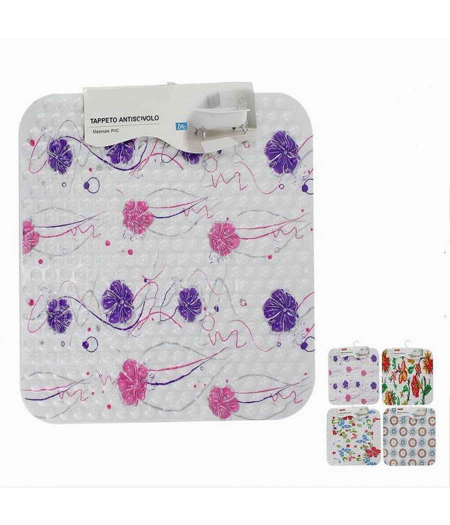 Tappeto Tappetino Pvc Antiscivolo Vasca Bagno Doccia 52x52cm 59638 Varie Fantasie         