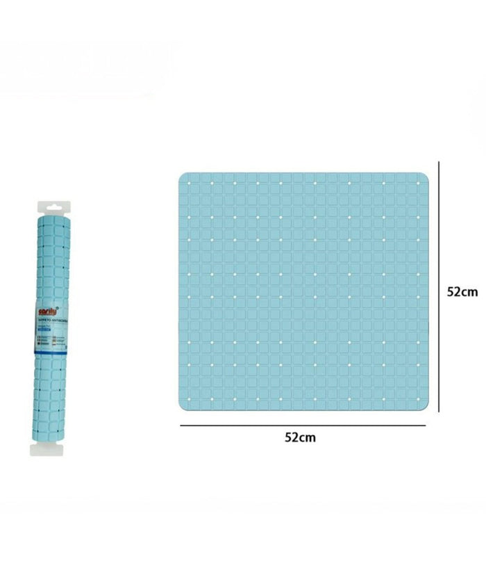Tappeto Tappetino Pvc Azzurro Antiscivolo Per Vasca Bagno Doccia 52x52 Cm 79766         
