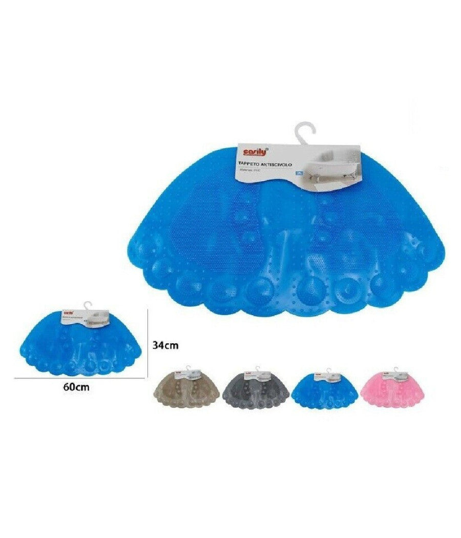 Trade Shop - Tappeto Tappetino Pvc Forma Piedi Antiscivolo Vasca Bagno Doccia 60x34 Cm 59631 -