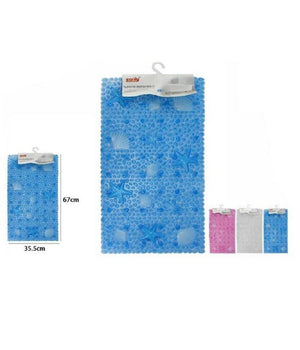 Tappeto Tappetino Pvc Forme Marine Antiscivolo Vasca Bagno Doccia 67x36cm 59627         