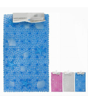 Tappeto Tappetino Pvc Forme Marine Antiscivolo Vasca Bagno Doccia 67x36cm 59627         