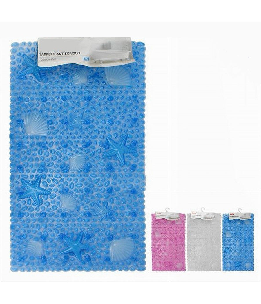 Tappeto Tappetino Pvc Forme Marine Antiscivolo Vasca Bagno Doccia 67x36cm 59627         