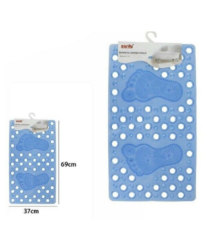 Tappeto Tappetino Pvc Impronte Piedi Antiscivolo Vasca Bagno Doccia 59628 69x37cm         