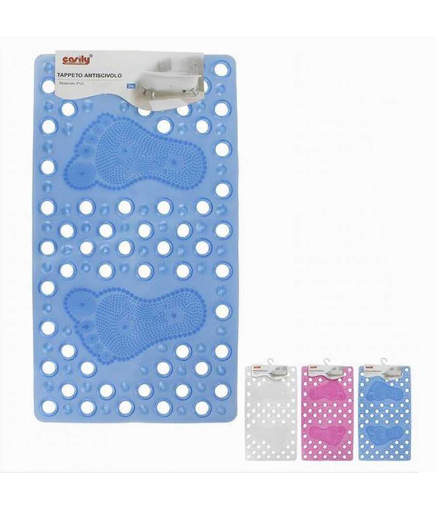 Tappeto Tappetino Pvc Impronte Piedi Antiscivolo Vasca Bagno Doccia 59628 69x37cm         