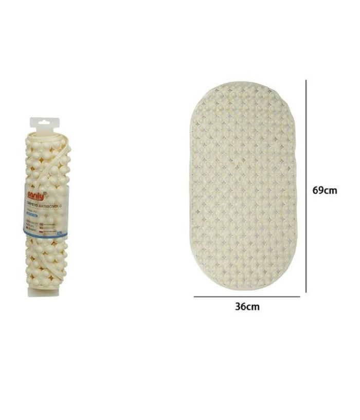 Tappeto Tappetino Pvc Ovale Antiscivolo Vasca Bagno Doccia 69 X 36cm 79747 Beige         