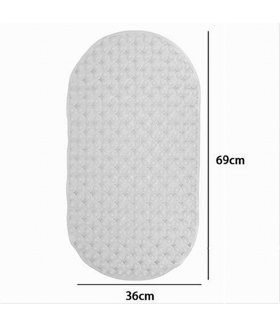 Tappeto Tappetino Pvc Ovale Antiscivolo Vasca Bagno Doccia 69x36cm 79744 Bianco         