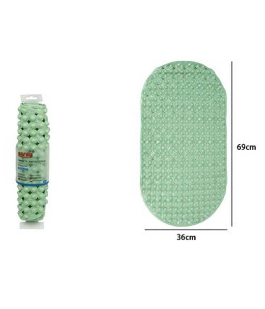 Tappeto Tappetino Pvc Ovale Antiscivolo Vasca Da Bagno Doccia 69x36cm 79746 Verde         