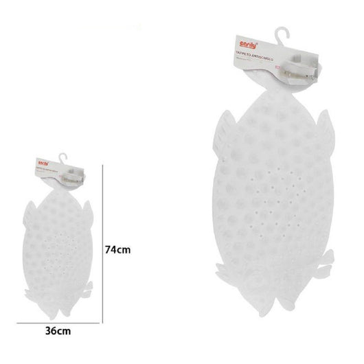 Trade Shop - Tappeto Tappetino Pvc Pesce Bianco Antiscivolo Vasca Bagno Doccia 74x36 Cm 59614 -