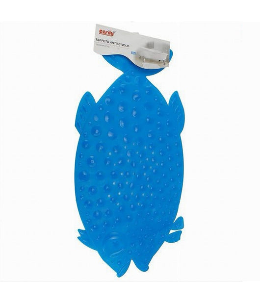 Tappeto Tappetino Pvc Pesce Celeste Antiscivolo Vasca Bagno Doccia 74x36cm 59617         