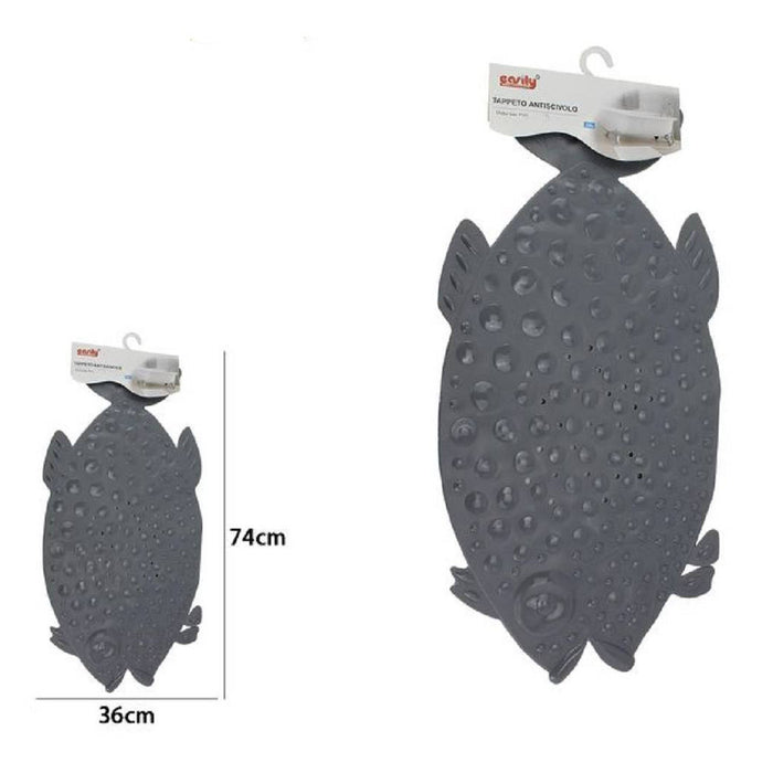 Trade Shop - Tappeto Tappetino Pvc Pesce Grigio Antiscivolo Vasca Bagno Doccia 74x36 Cm 59616 -