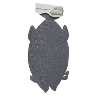 Trade Shop - Tappeto Tappetino Pvc Pesce Grigio Antiscivolo Vasca Bagno Doccia 74x36 Cm 59616 -