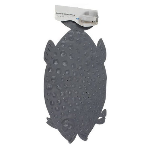 Trade Shop - Tappeto Tappetino Pvc Pesce Grigio Antiscivolo Vasca Bagno Doccia 74x36 Cm 59616 -