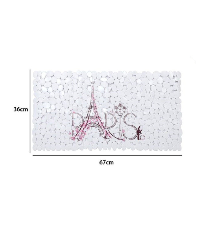 Tappeto Tappetino Pvc Scritta Paris Antiscivolo Vasca Bagno Doccia 67x36cm 87045         