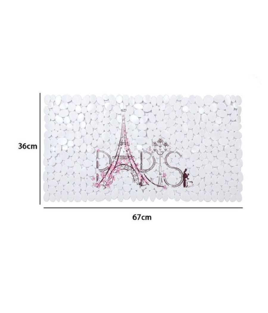 Tappeto Tappetino Pvc Scritta Paris Antiscivolo Vasca Bagno Doccia 67x36cm 87045         