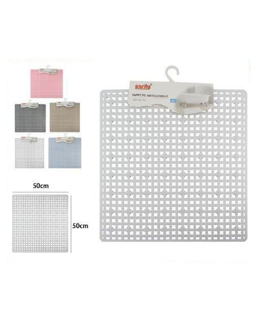 Tappeto Tappetino Quadrato In Pvc Antiscivolo Vasca Bagno Doccia 50 X 50cm 59324         