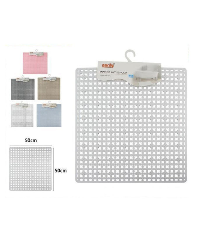 Tappeto Tappetino Quadrato In Pvc Antiscivolo Vasca Bagno Doccia 50 X 50cm 59324         