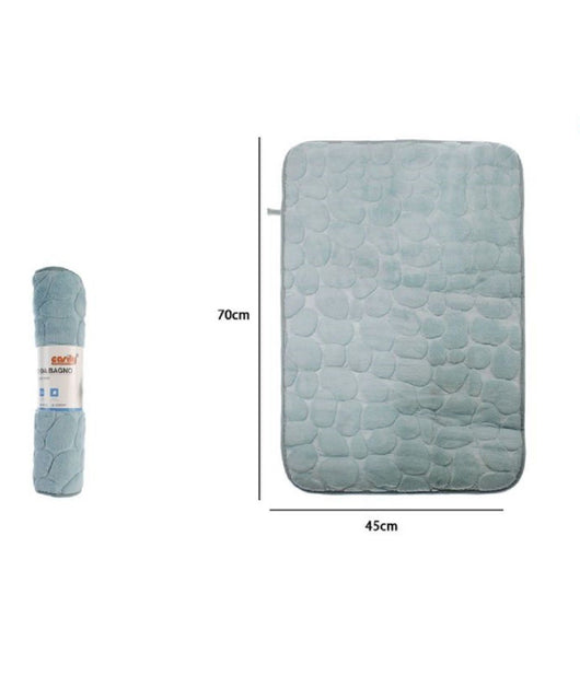 Trade Shop - Tappeto Tappetino Tessuto Effetto Sassi Per Arredo Bagno 45 X 70cm 79931 Azzurro -