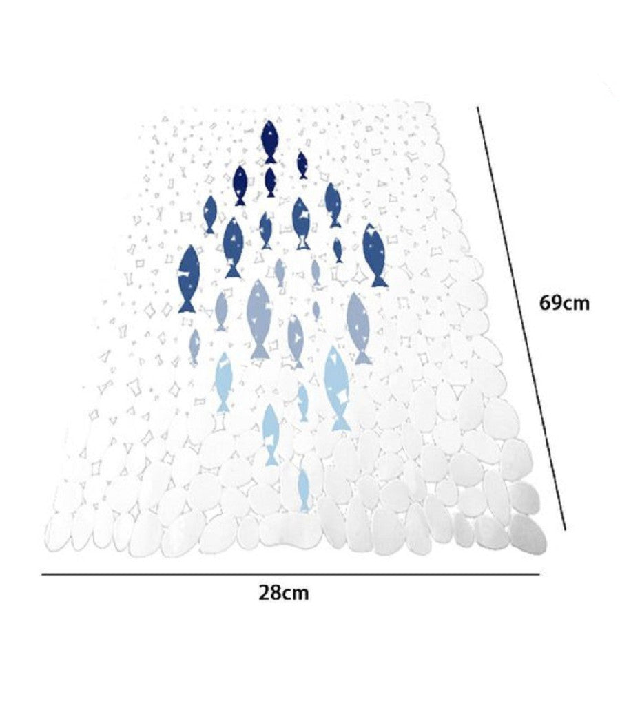 Tappeto Tappetino Vasca Bagno Doccia 28x69cm Antiscivolo Bianco Pesciolini 69879         