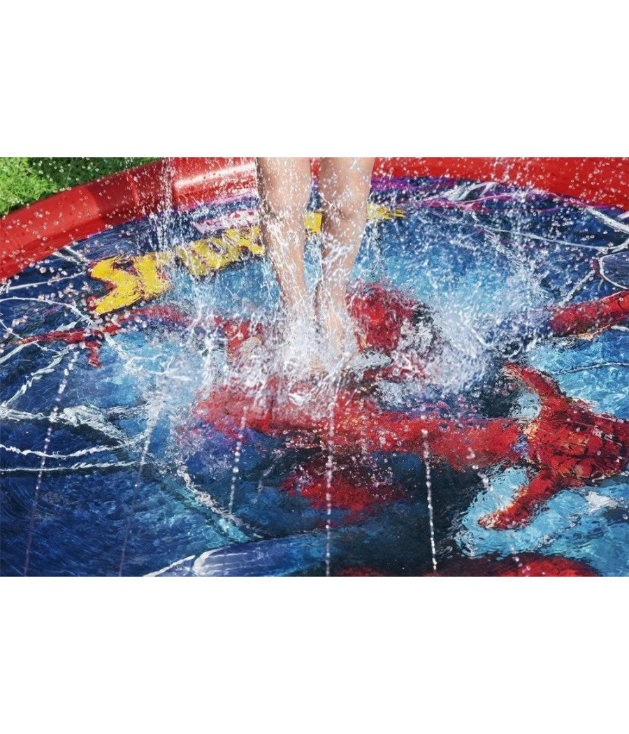Trade Shop - Tappeto Tappettino Spruzzi Piscina Gonfiabile Con Fontana Spider-man 165cm 98792 -
