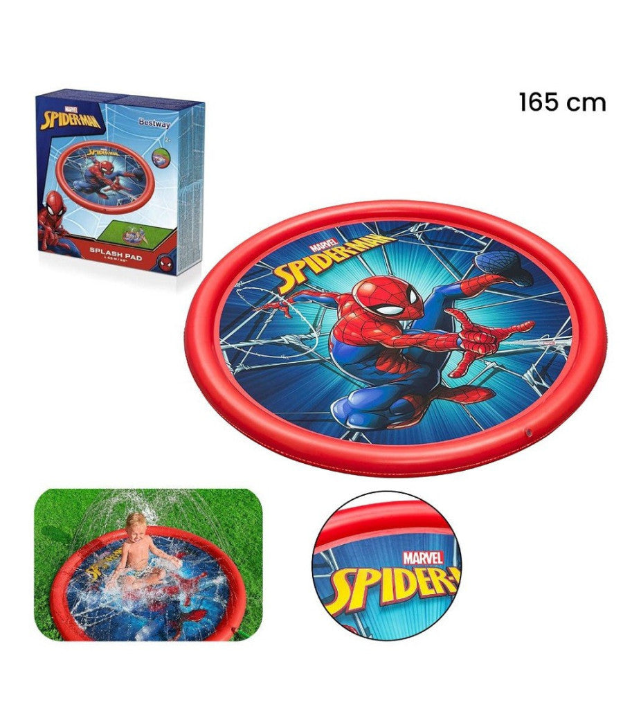 Trade Shop - Tappeto Tappettino Spruzzi Piscina Gonfiabile Con Fontana Spider-man 165cm 98792 -