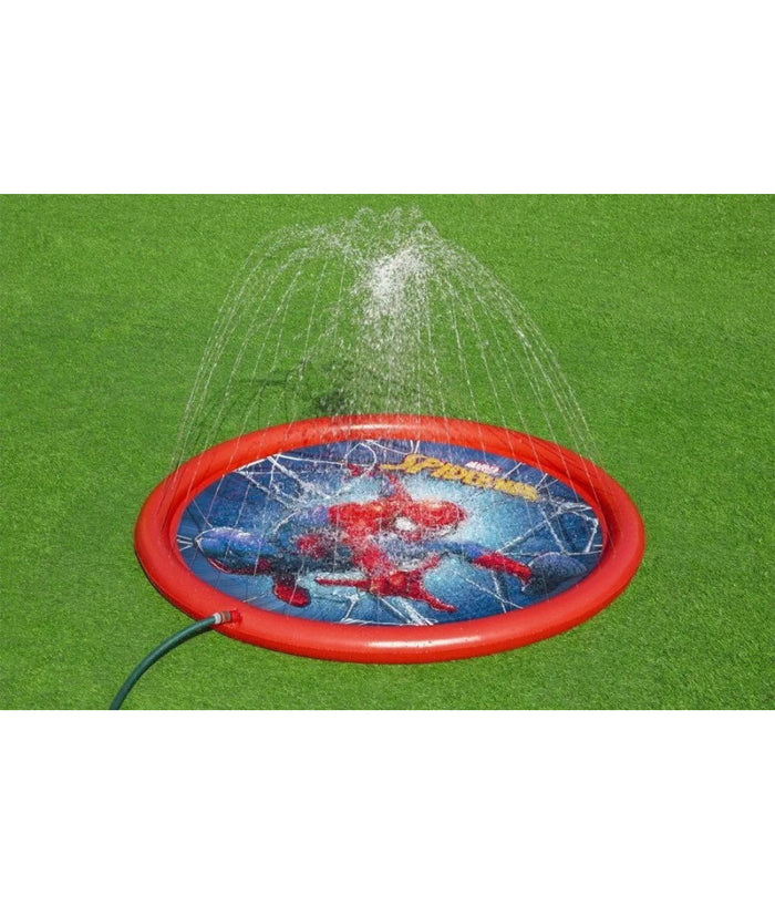Trade Shop - Tappeto Tappettino Spruzzi Piscina Gonfiabile Con Fontana Spider-man 165cm 98792 -