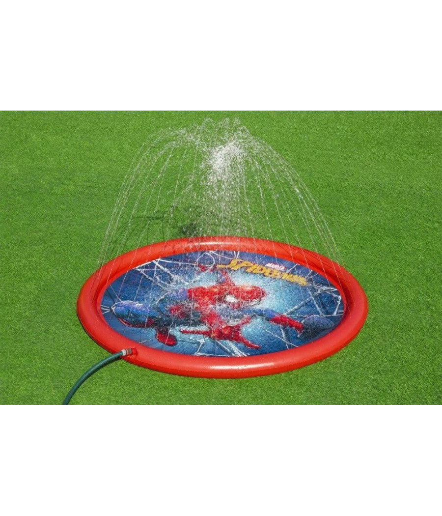 Trade Shop - Tappeto Tappettino Spruzzi Piscina Gonfiabile Con Fontana Spider-man 165cm 98792 -