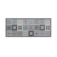 IDMarket - Tappeto vinilico effetto piastrelle di cemento bianco e nero 66 x 160 cm