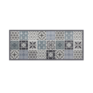 IDMarket - Tappeto vinilico effetto piastrelle di cemento bianco e nero 66 x 160 cm