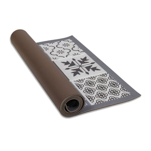 IDMarket - Tappeto vinilico effetto piastrelle di cemento bianco e nero 66 x 160 cm