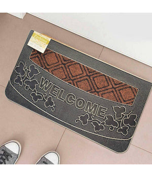 Tappeto Zerbino Welcome Piante 45x75cm In Gomma E Fibra Cocco 4 Colori Ingresso         