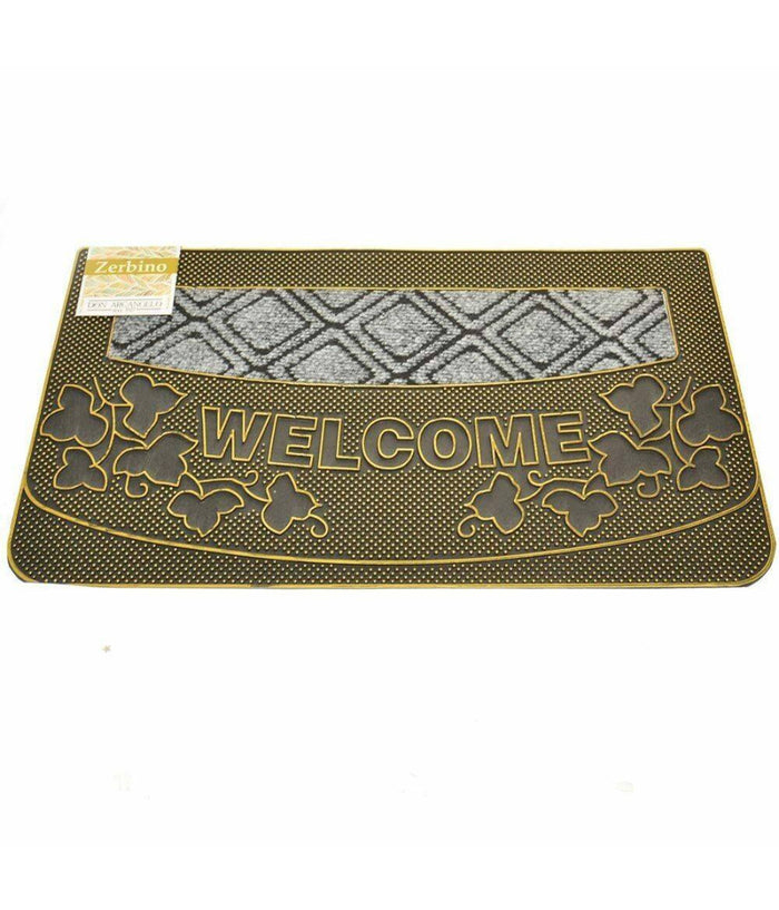 Tappeto Zerbino Welcome Piante 45x75cm In Gomma E Fibra Cocco 4 Colori Ingresso         