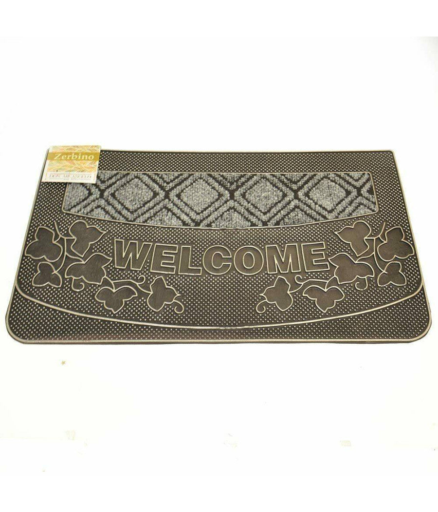 Tappeto Zerbino Welcome Piante 45x75cm In Gomma E Fibra Cocco 4 Colori Ingresso         