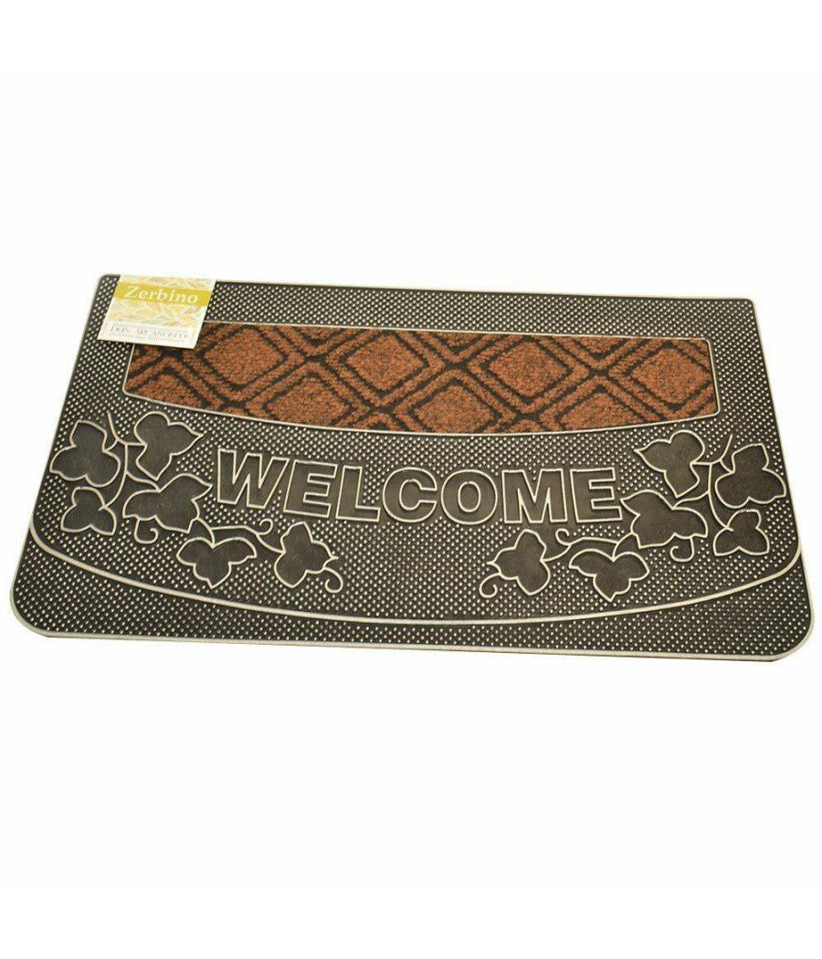 Tappeto Zerbino Welcome Piante 45x75cm In Gomma E Fibra Cocco 4 Colori Ingresso         