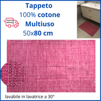 Tappeto 50x80 cm rosa corsia passatoia da per cucina e  bagno lavabile lavatrice in cotone moderno assorbente