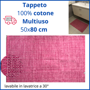Tappeto 50x80 cm rosa corsia passatoia da per cucina e  bagno lavabile lavatrice in cotone moderno assorbente
