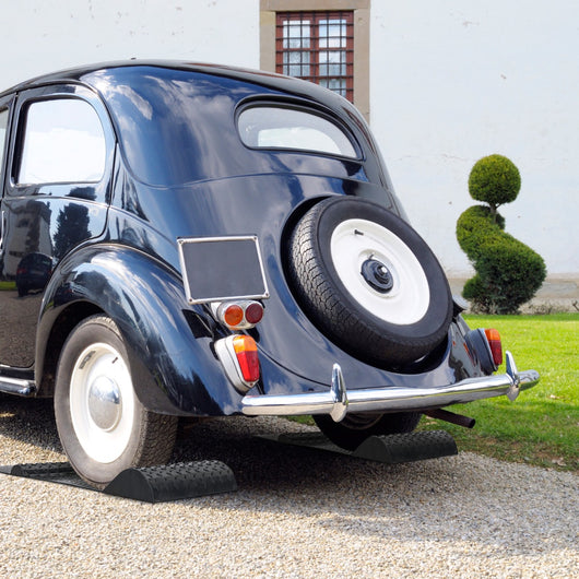 Tappeto antiscivolo per garage 2 pezzi, Fermaruote per parcheggio con striscia di avvertimento nastro adesivo Nero-Accessori per veicoli