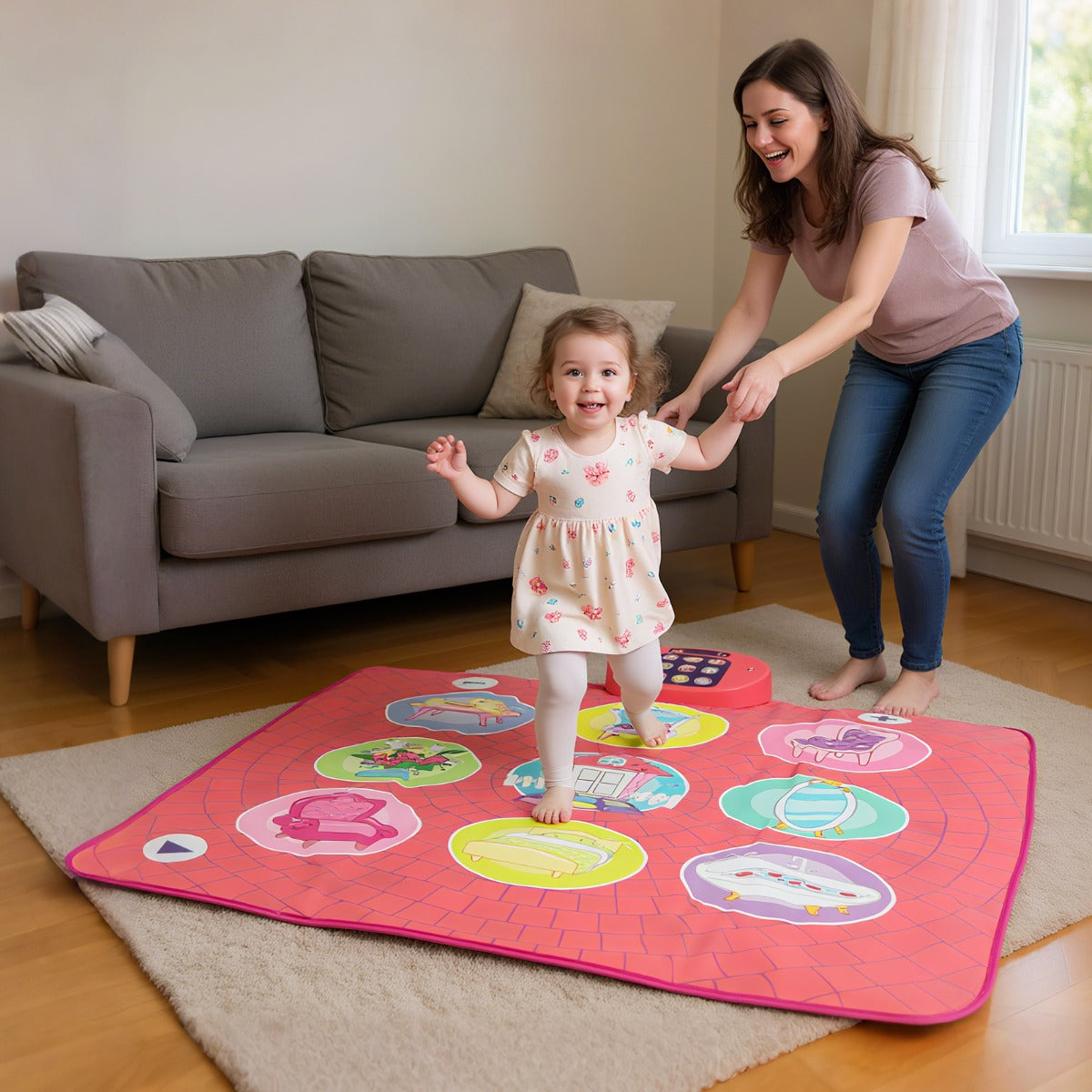 Tappeto da ballo display del punteggio e volume regolabile per bambini 3+ anni-Tappeto da ballo per bambini gioco con 5 livelli Rosa